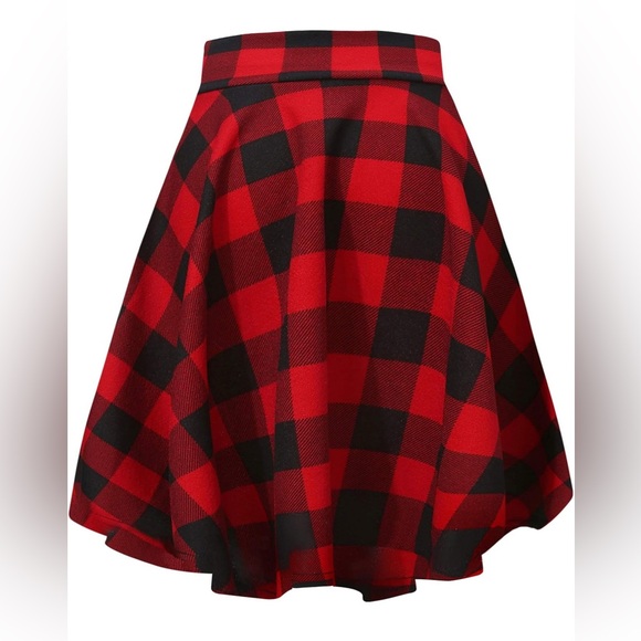 Women's Casual Stretchy Flared Mini Skater Skirt Basic A-Line Pleated Midi Skirt - Picture 2 of 5